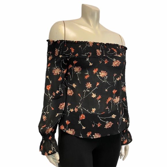 Wild Blue SADIE ROBERTSON Women's Small Off Shoulder Floral Casual Top Blouse - Picture 3 of 7